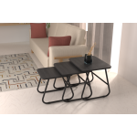 Zigana Çok Amaçlı Siyah Metal Ayak 3'lü Zigon Sehpa Siyah - Görsel 2