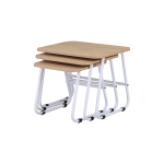 Zigana Çok Amaçlı Beyaz Metal Ayak 3'lü Zigon Sehpa Naturel - Görsel 3