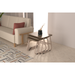 Zigana Çok Amaçlı Vizon Metal Ayak 3'lü Zigon Sehpa Kestane