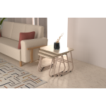 Zigana Çok Amaçlı Vizon Metal Ayak 3'lü Zigon Sehpa Traverten