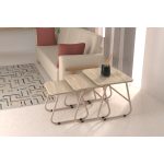 Zigana Çok Amaçlı Vizon Metal Ayak 3'lü Zigon Sehpa Traverten - Görsel 2