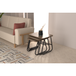 Zigana Çok Amaçlı Siyah Metal Ayak 3'lü Zigon Sehpa Kestane