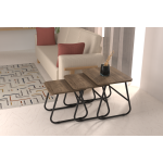 Zigana Çok Amaçlı Siyah Metal Ayak 3'lü Zigon Sehpa Kestane - Görsel 2