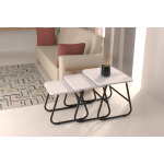 Zigana Çok Amaçlı Siyah Metal Ayak 3'lü Zigon Sehpa Beyaz - Görsel 2