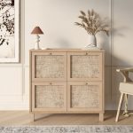 Dune Ayakkabılık Çok Amaçlı Dolap Ahşap Ayaklı Ahşap Jüt Kapaklı DN4-SJ - Görsel 2