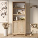 Dune Kitaplık Raf Ahşap Ayaklı 180cm Ahşap Jüt Kapaklı DN5-SJ