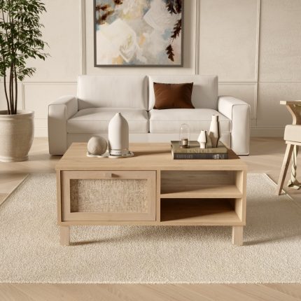 Dune Orta Sehpa Ahşap Ayaklı Ahşap Jüt Kapaklı DN3-SJ