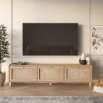 Dune Tv Ünitesi Sehpası Ahşap Ayaklı 3 Ahşap Jüt Kapaklı 180cm DN2-SJ - Görsel 2