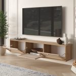 Dune Tv Ünitesi Sehpası Duvara Monte 3 Ahşap Jüt Kapaklı 180cm DN1-SJ - Görsel 7