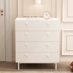 Luke Geniş Şifonyer 4 Çekmeceli Ahşap Ayaklı Beyaz LK6-W - Görsel 6