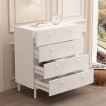 Luke Geniş Şifonyer 4 Çekmeceli Ahşap Ayaklı Beyaz LK6-W - Görsel 7