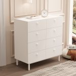 Luke Geniş Şifonyer 8 Çekmeceli Ahşap Ayaklı Beyaz LK7-W - Görsel 2