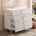 Luke Geniş Şifonyer 8 Çekmeceli Ahşap Ayaklı Beyaz LK7-W - Görsel 4