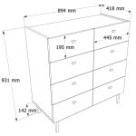 Luke Geniş Şifonyer 8 Çekmeceli Ahşap Ayaklı Beyaz LK7-W - Görsel 8