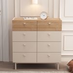 Luke Geniş Şifonyer 8 Çekmeceli Ahşap Ayaklı Kumsal-Sepet LK7-CS - Görsel 6