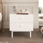 Luke Komodin 2 Çekmeceli Ahşap Ayaklı Beyaz LK1-W - Görsel 2