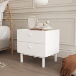 Luke Komodin 2 Çekmeceli Ahşap Ayaklı Beyaz LK1-W - Görsel 3