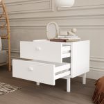 Luke Komodin 2 Çekmeceli Ahşap Ayaklı Beyaz LK1-W - Görsel 4