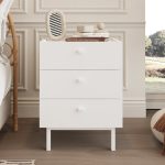 Luke Komodin 3 Çekmeceli Ahşap Ayaklı Beyaz LK2-W - Görsel 2