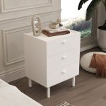 Luke Komodin 3 Çekmeceli Ahşap Ayaklı Beyaz LK2-W - Görsel 3