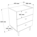 Luke Komodin 3 Çekmeceli Ahşap Ayaklı Kumsal-Sepet LK2-CS - Görsel 5