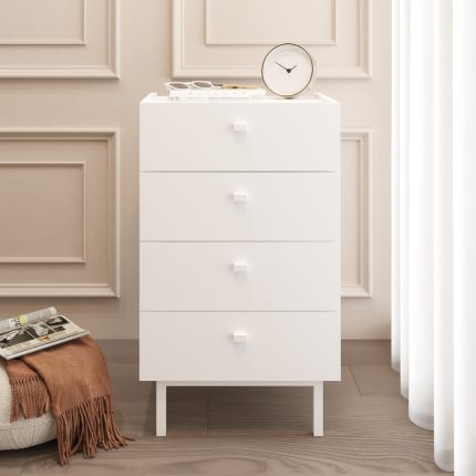 Luke Şifonyer 4 Çekmeceli Ahşap Ayaklı Beyaz LK3-W