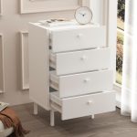 Luke Şifonyer 4 Çekmeceli Ahşap Ayaklı Beyaz LK3-W - Görsel 4