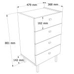 Luke Şifonyer 4 Çekmeceli Ahşap Ayaklı Beyaz LK3-W - Görsel 5