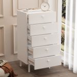 Luke Şifonyer 5 Çekmeceli Ahşap Ayaklı Beyaz LK4-W - Görsel 4