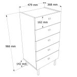 Luke Şifonyer 5 Çekmeceli Ahşap Ayaklı Beyaz LK4-W - Görsel 5