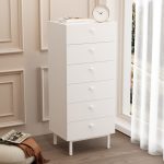 Luke Şifonyer 6 Çekmeceli Ahşap Ayaklı Beyaz LK5-W - Görsel 2