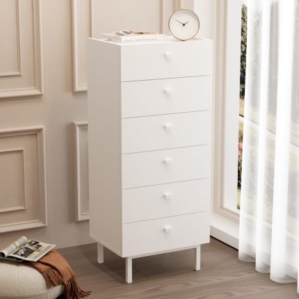 Luke Şifonyer 6 Çekmeceli Ahşap Ayaklı Beyaz LK5-W