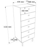 Luke Şifonyer 6 Çekmeceli Ahşap Ayaklı Kumsal-Sepet LK5-CS - Görsel 5