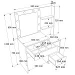 Monroe Makyaj Masası 4 Çekmeceli Düzenleyici Hollywood Led Işıklı Raflı Beyaz MO2-W - Görsel 8