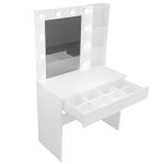 Monroe Makyaj Masası Çekmeceli Düzenleyici Hollywood Led Işıklı Raflı Beyaz MO3-W - Görsel 6