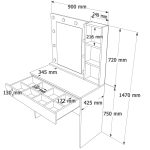 Monroe Makyaj Masası Çekmeceli Düzenleyici Hollywood Led Işıklı Raflı Beyaz MO3-W - Görsel 12