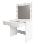 Monroe Makyaj Masası Çekmeceli Düzenleyici Hollywood Led Işıklı Raflı Beyaz MO4-W - Görsel 6