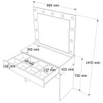 Monroe Makyaj Masası Çekmeceli Düzenleyici Hollywood Led Işıklı Raflı Beyaz MO4-W - Görsel 12