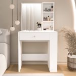 Monroe Makyaj Masası Çekmeceli Düzenleyici Raflı Beyaz MO1-W - Görsel 3