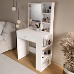 Monroe Makyaj Masası Çekmeceli Düzenleyici Raflı Beyaz MO1-W - Görsel 9