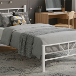 Alchera Tek Kişilik Beyaz Metal Karyola