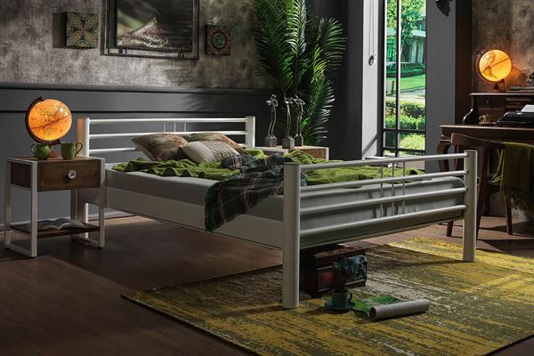 unimet-asos-cift-kisilik-ferforje-beya-974110 Asos Çift Kişilik Ferforje Beyaz Metal Karyola - Görsel 1