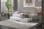 Daily Yavrulu Daybed-Çift Tek Kişilik Beyaz Metal Karyola
