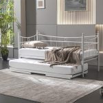 Daily Yavrulu Daybed-Çift Tek Kişilik Beyaz Metal Karyola