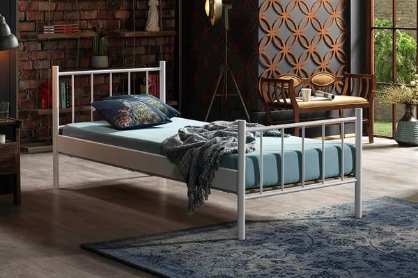 unimet-falez-tek-kisilik-ferforje-beya-46c-70 Falez Tek Kişilik Ferforje Beyaz Metal Karyola - Görsel 1