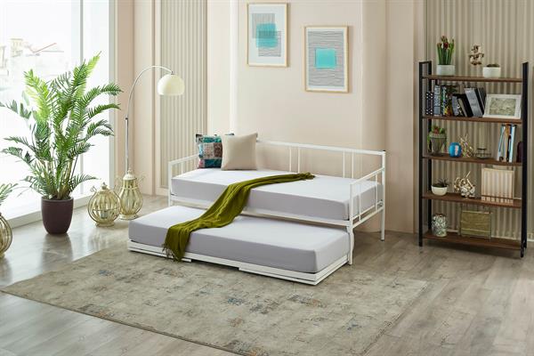 unimet-forte-yavrulu-daybed-cift-tek-k-c40631 Forte Yavrulu Daybed-Çift Tek Kişilik Beyaz Metal Karyola - Görsel 1