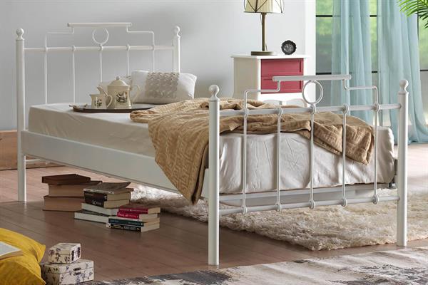 unimet-hatkus-tek-kisilik-ferforje-bey-2-4389 Hatkus Tek Kişilik Ferforje Beyaz Metal Karyola - Görsel 1