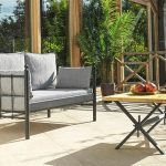 Lalas Dk Metal Sofa Sedir İkili Koltuk Siyah-Füme