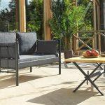 Lalas Dk Metal Sofa Sedir İkili Koltuk Siyah-Antrasit