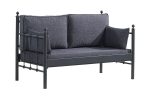 Lalas Dk Metal Sofa Sedir İkili Koltuk Siyah-Antrasit - Görsel 2